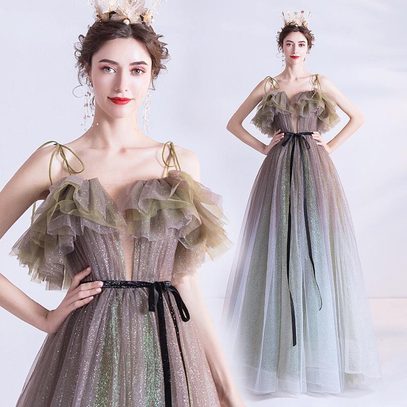 カラードレス 演奏会用ロングドレス グリーン系 緑 カーキ 二次会 披露宴 演奏会 発表会 コンサート ステージ ワンピースドレス マタニティ エンパイア Ds62 ミットスウィーティー 通販 Yahoo ショッピング