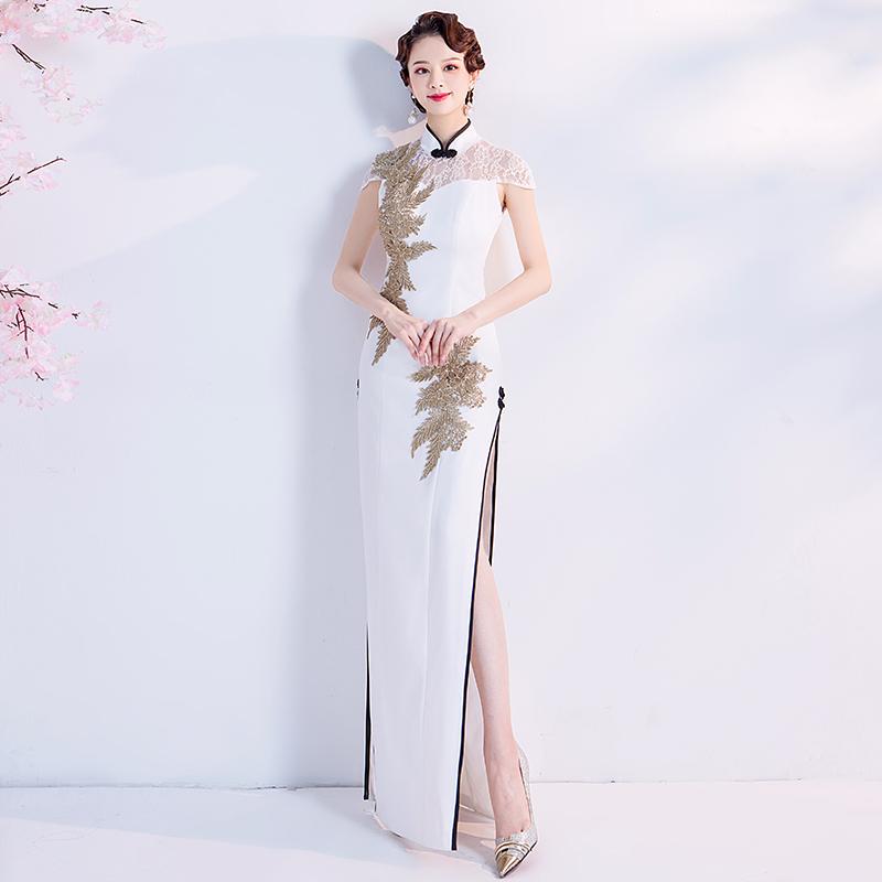 チャイナドレス ロング チャイナ服 パーティードレス マキシ丈 白 お呼ばれ 披露宴 結婚式 演出服 ステージ セクシー オシャレ 代 30代 40代 Ds69 ミットスウィーティー 通販 Yahoo ショッピング