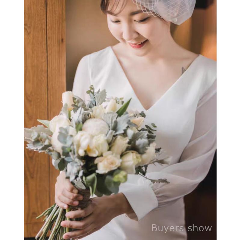 ウェディングドレス 二次会 花嫁 結婚式 Aライン 長袖 シンプル ウェディングドレス 二次会 花嫁 結婚式 Aライン 長袖 シンプル