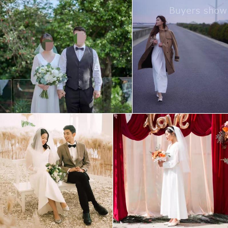 ウェディングドレス 二次会 花嫁 結婚式 Aライン 長袖 シンプル ウェディングドレス 二次会 花嫁 結婚式 Aライン 長袖 シンプル