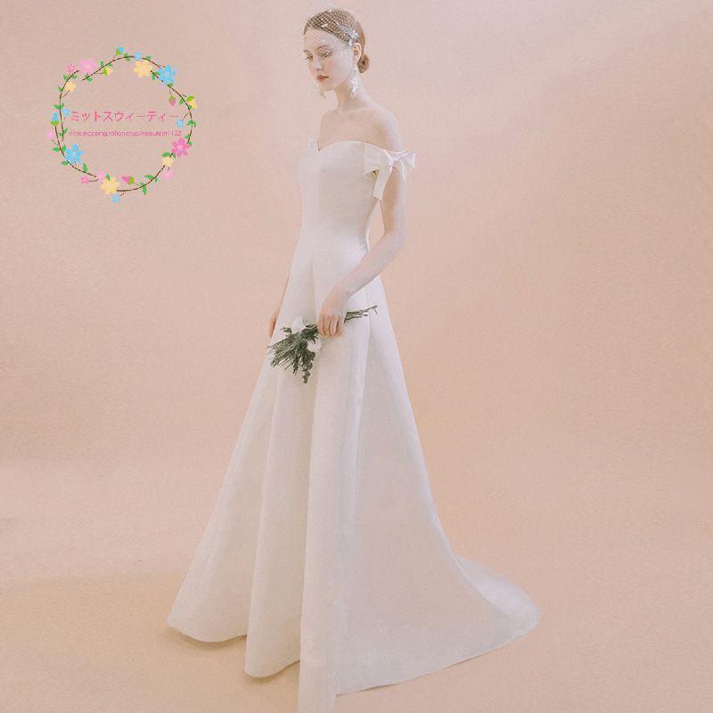 新作 ウェディングドレス 二次会 花嫁 結婚式 Aライン ロング丈