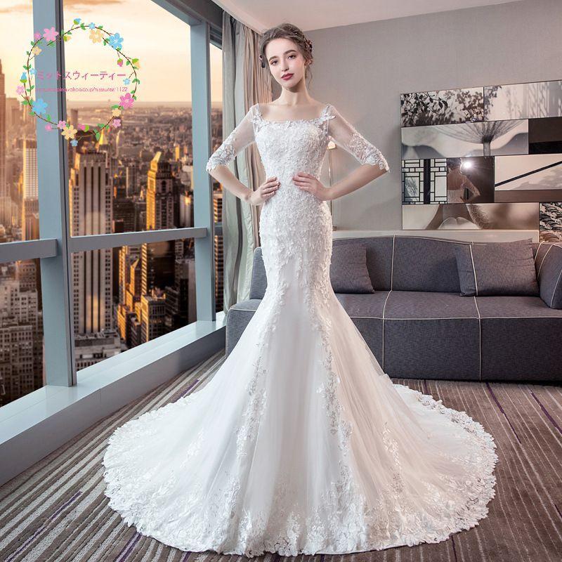 ウエディングドレス ロングドレス 花嫁 オフホワイト 二次会 結婚式 白 大きいサイズ マーメイドラインドレス ウェディグドレス トレーン パーティー ドレス Ds798 ミットスウィーティー 通販 Yahoo ショッピング