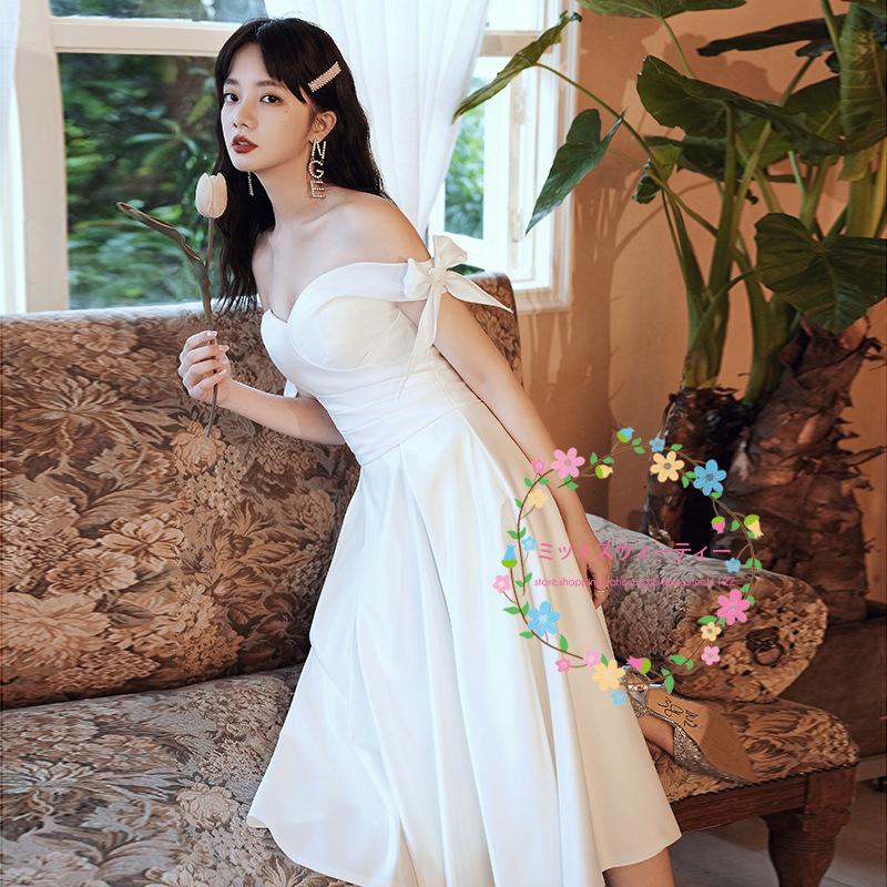 ウェディングドレス 結婚式 二次会 ホワイト 花嫁 白ワンピース