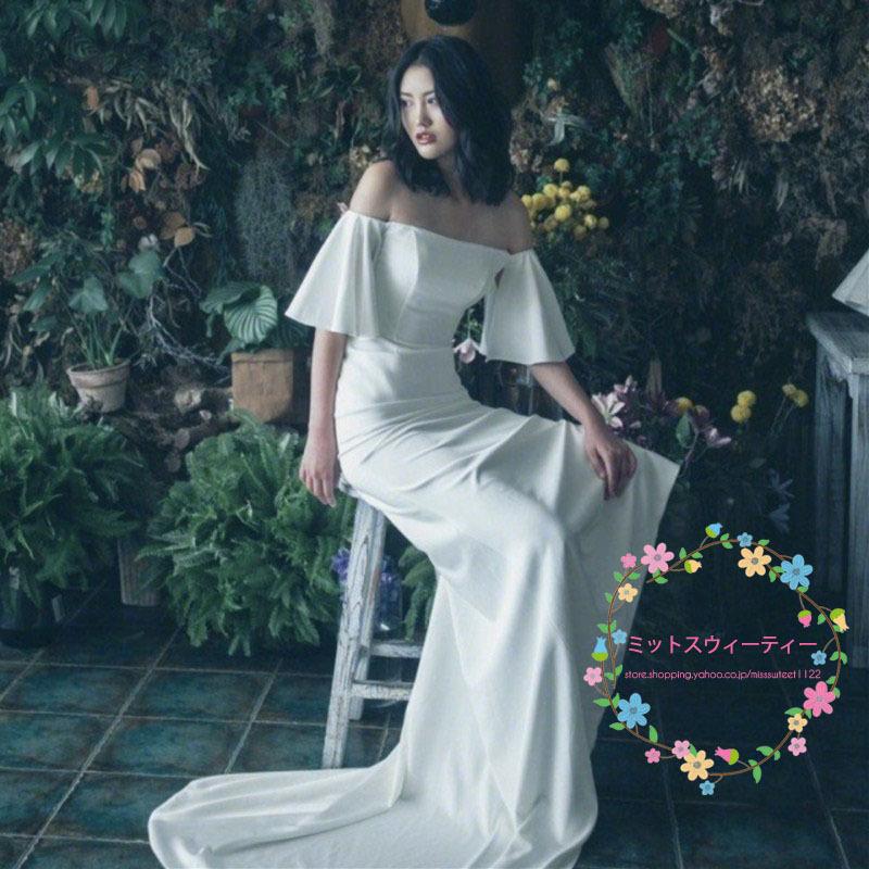 ウエディングドレス 前撮り 後撮り フォトウエディング 披露宴 結婚式 演奏会 ウェディング マーメイド オフショルダー ロング ガーデンパーティー おしゃれ ウエディングドレス 前撮り 後撮り フォトウエディング 披露宴 結婚式