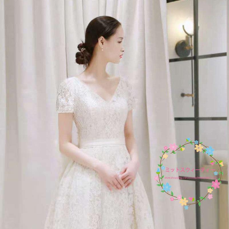 ウエディングドレス ロングドレス Aライン 前撮り 後撮り 披露宴 結婚式 演奏会 発表会 Vネック パーティー かわいい レース生地 ブライダル ウエディングフォト :ds939:ミットスウィーティー 通販 ウエディングドレス レース Aライン ロング 前撮り 後撮り 花嫁 ブライダル 結婚式 演奏会 発表会 エレガント ガーデンウエディング パーティードレス ロングドレス TW2148
