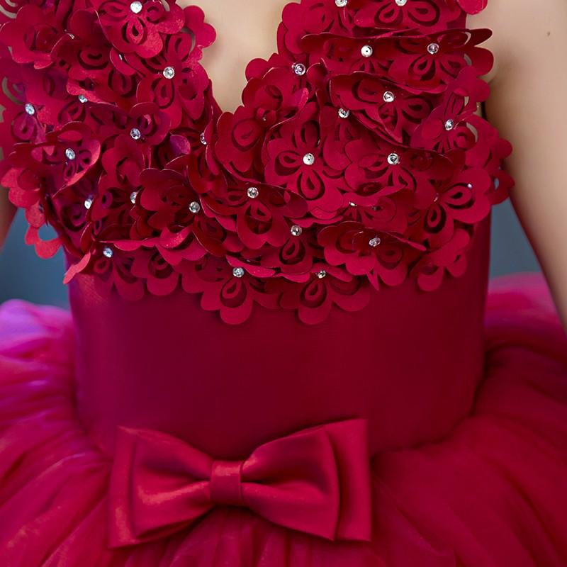 子供用ドレス　ピアノ発表会　結婚式　七五三　赤　レース　７歳　リングガール 子供用ドレスピアノ発表会結婚式七五三赤レース7歳リングガール