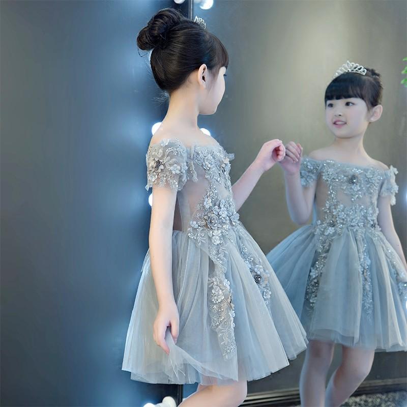 フラワーガールドレス 子供ドレス 女の子 グレー キッズ ミニ フラワーガールドレス 子供ドレス 女の子 グレー キッズ ミニ