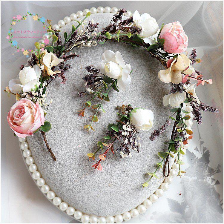 ウェディング 結婚式 パーティー ブライダル ヘアアクセサリー ヘッドドレス 写真撮り 安い 森ガール 海外旅行 花かんむり 花冠 花嫁 花輪 髪飾り Outlet Sale 花冠