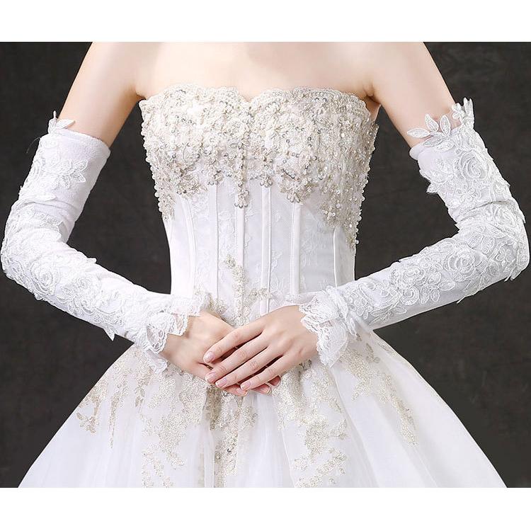 ウエディンググローブ ロング 裏起毛 冬 防寒 花嫁 白 安い ロング手袋