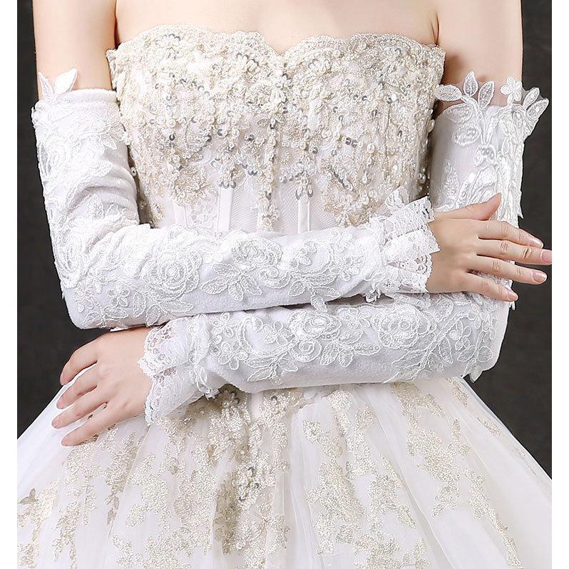 ウエディンググローブ ロング 裏起毛 冬 防寒 花嫁 白 安い ロング手袋