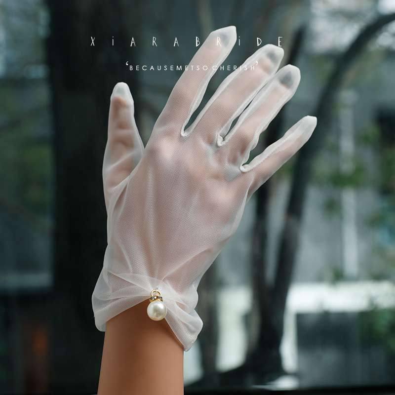 ウエディンググローブ 結婚式 glove ショート グローブ シフォン サテン 手袋 小物 二次会 花嫁 ウエディング パーティー 結婚式 ブライダルグローブ 韓国風｜missswteet1122｜06