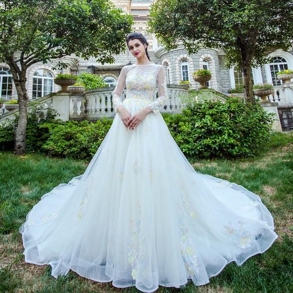 ウエディングドレス 長袖 エンパイア 二次会 ウェディングドレス 安い