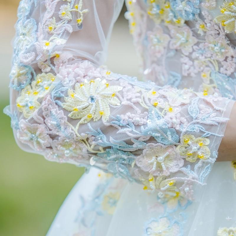 ウエディングドレス 長袖 エンパイア 二次会 ウェディングドレス 安い