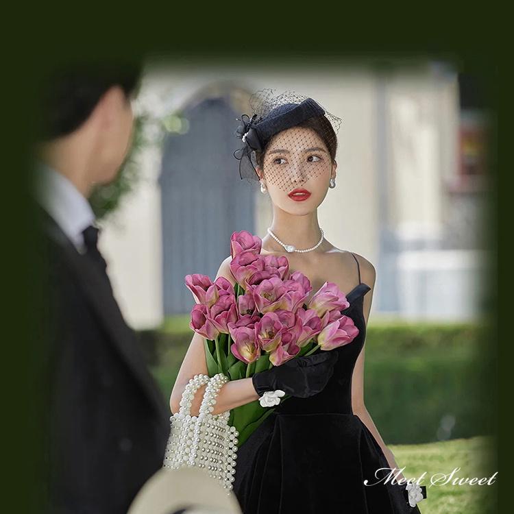 ウェディングハット 帽子 ウエディングハット カクテル帽 ブラック