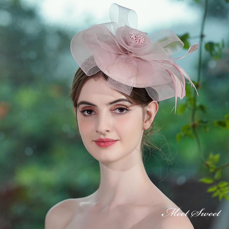 ウェディングハット 帽子 ウエディングハット ピンク カクテル帽