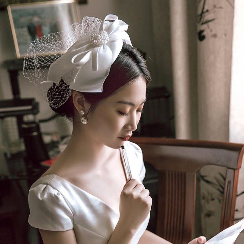 パーティーハット 結婚式 白 ブライダル ヘアアクセサリー 花嫁 二次会 ウェディングハット ヘッドドレス 髪飾り 帽子 ウエディングハット 貴族風 披露宴 Hat8 ミットスウィーティー 通販 Yahoo ショッピング