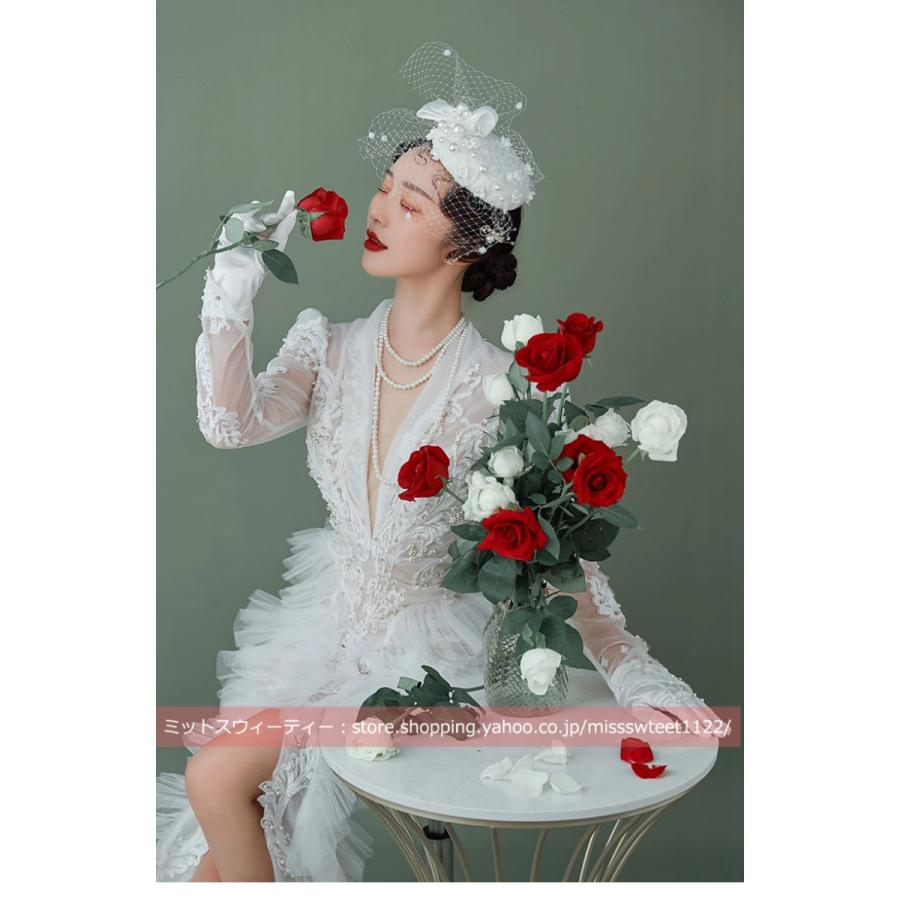 即納 トークハット トーク帽 チュール パール パーティー ウェディング