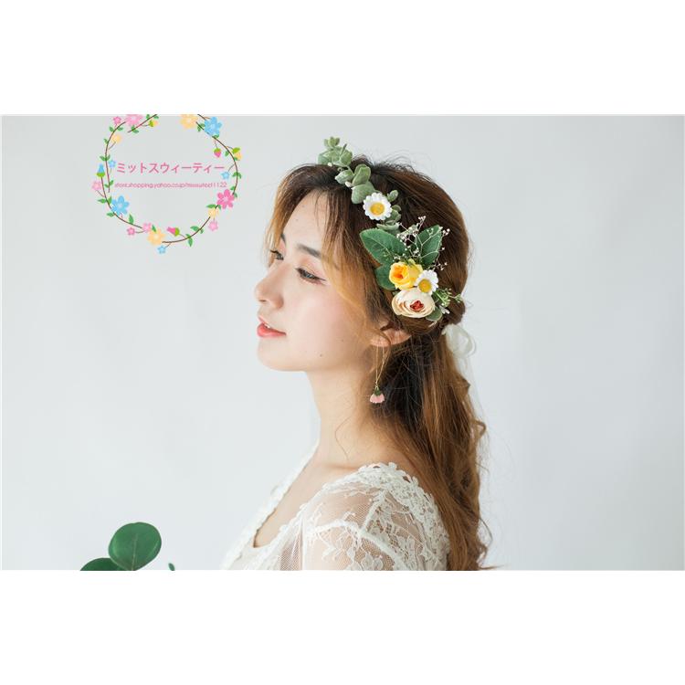 花冠 エレガンス 安い 4色 ウエディング ヘッドドレス 花かんむり 造花