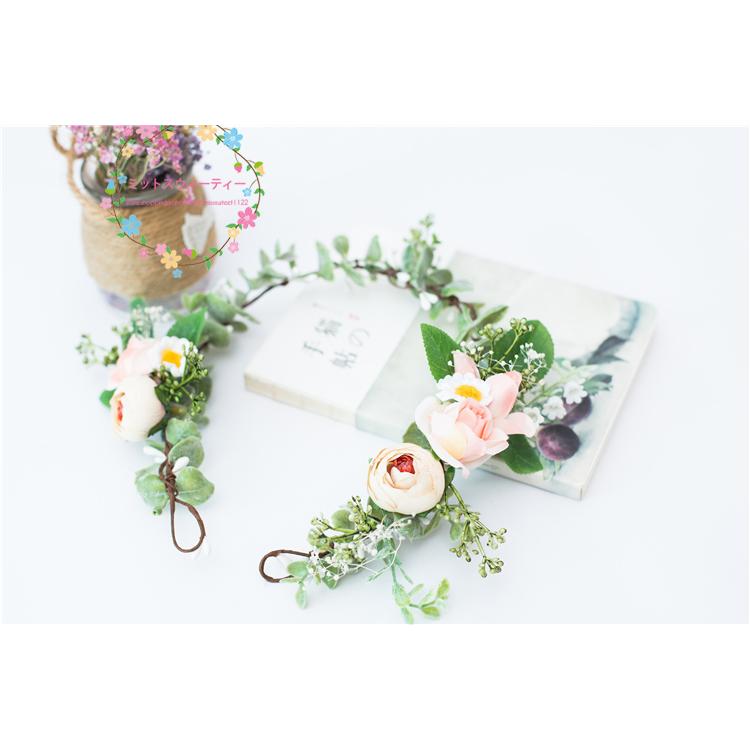 花冠 エレガンス 安い 4色 ウエディング ヘッドドレス 花かんむり 造花