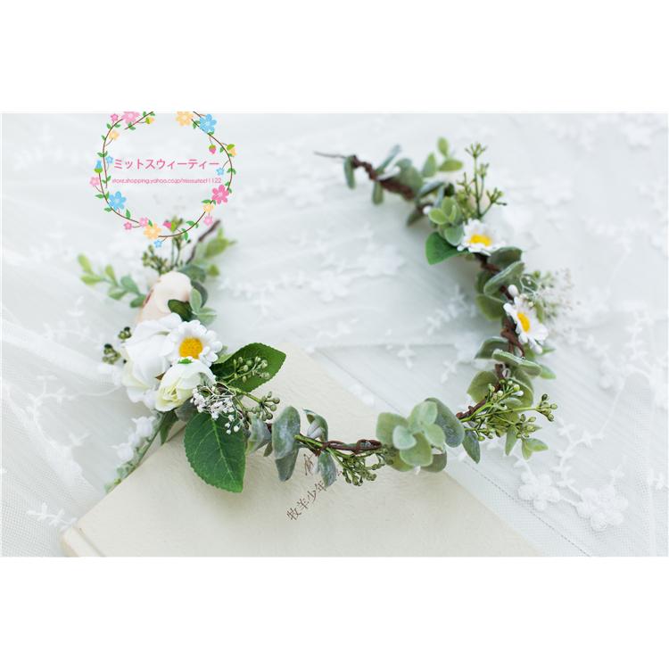 花冠 エレガンス 安い 4色 ウエディング ヘッドドレス 花かんむり 造花