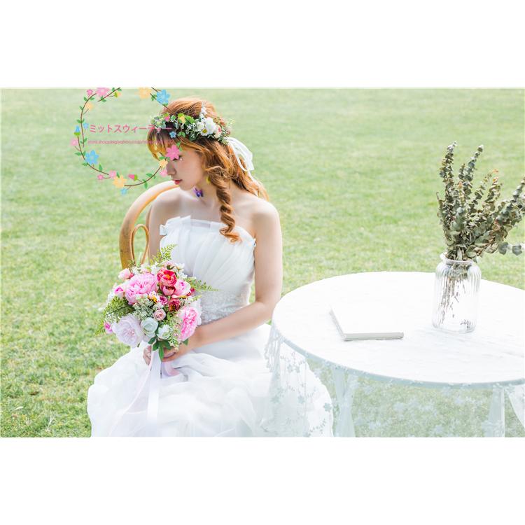 髪飾り⭐︎花冠⭐︎フラワーアレンジメント⭐︎ウエディング⭐︎結婚式⭐︎二次会 花冠 エレガンス 安い 4色 ウエディング ヘッドドレス 花かんむり 造花