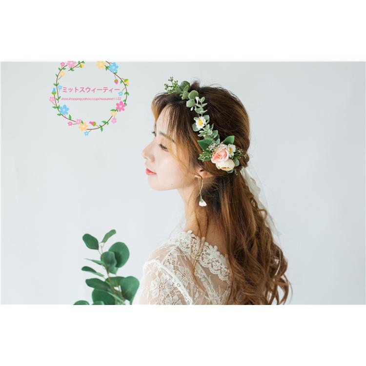花冠 エレガンス 安い 4色 ウエディング ヘッドドレス 花かんむり 造花