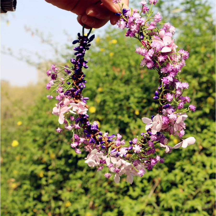 花冠 ウェディング パープル ピンク 花かんむり 花輪 リゾート 子供 