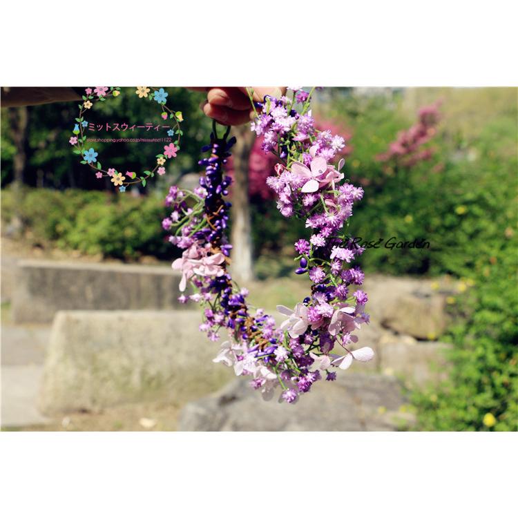 花冠 ウェディング パープル ピンク 花かんむり 花輪 リゾート 子供