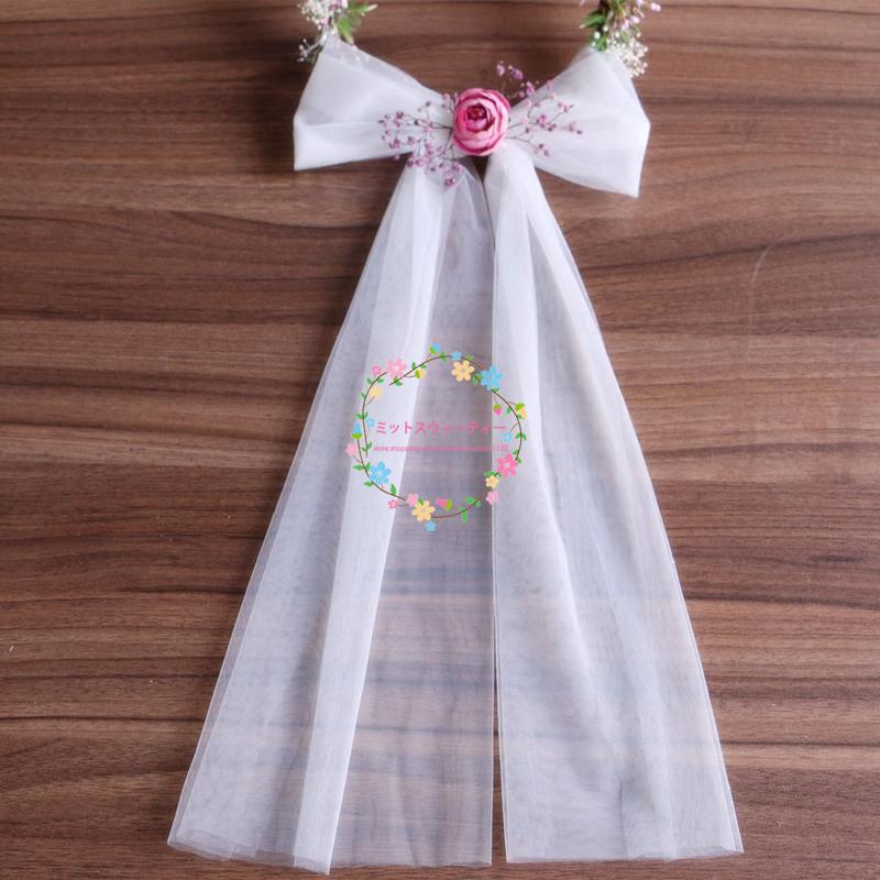 花冠 ウェディング パープル リボン付き 花かんむり 花輪 リゾート