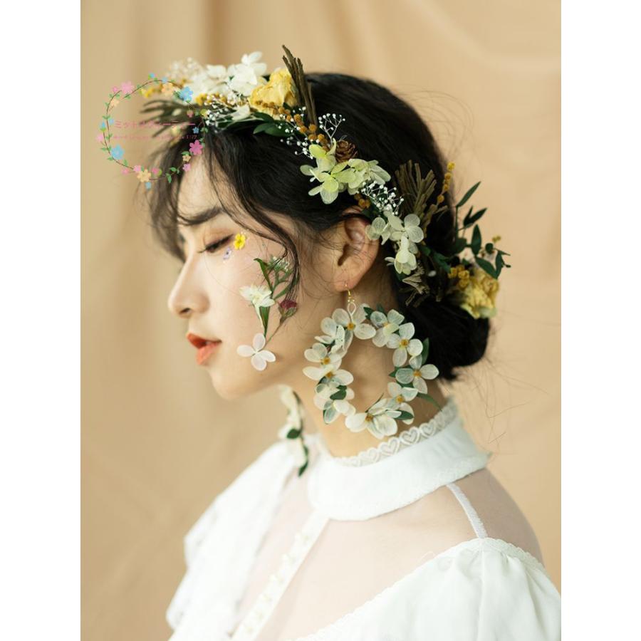 花冠 花かんむり ピアス イヤリング 手作り 安い ウェディング ヘッドドレス 花かんむり 造花 髪飾り 大人用 リゾート 花嫁 二次会 結婚式 写真撮り 演奏会 挙式 Hn136 ミットスウィーティー 通販 Yahoo ショッピング