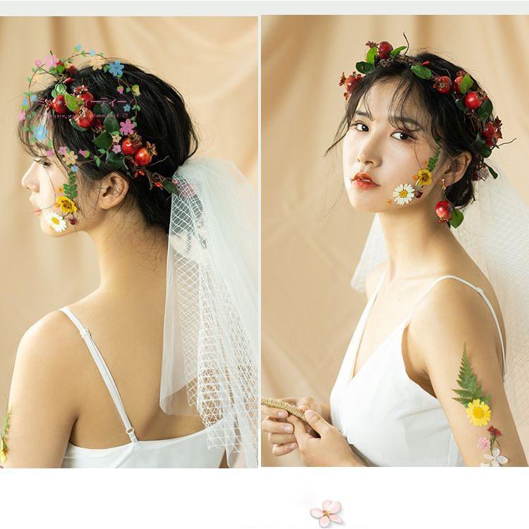 花冠 ザクロ ウェディング ヘッドドレス 大人 子供 花かんむり イヤリング 髪飾り 花嫁 二次会 結婚式 フォトウェディング 森ガール 撮影用 手作り キット Hn151 ミットスウィーティー 通販 Yahoo ショッピング