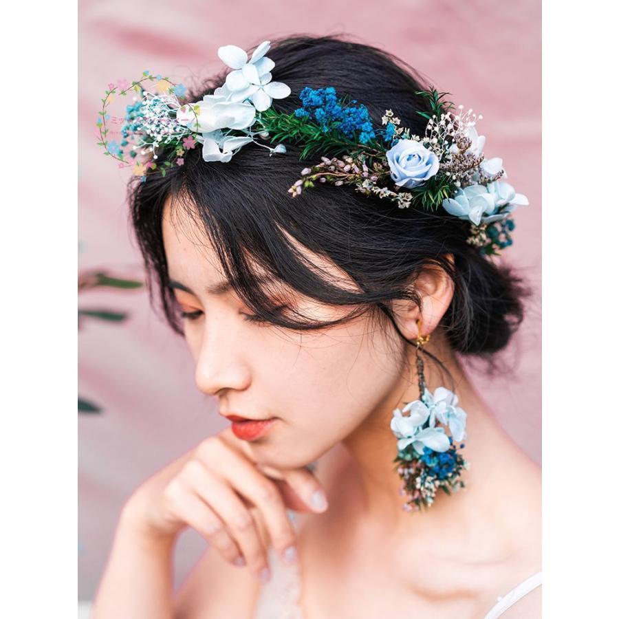 ウェディング ヘッドドレス ブルー ドライフラワー プリザーブド ウェディング ヘッドドレス ブルー ドライフラワー プリザーブド