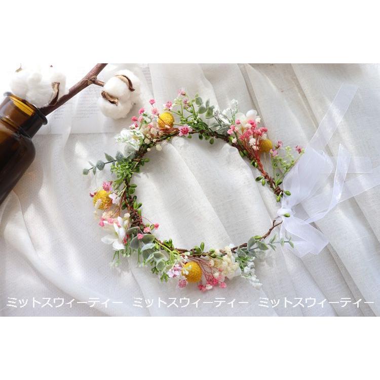 花冠 安い ウェディング ブルー ピンク ヘッドドレス 花かんむり 造花