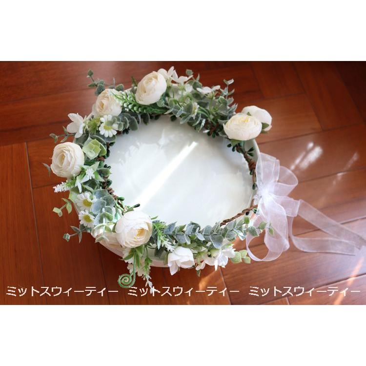 花冠 安い ウェディング 4色 カモミール バラ ヘッドドレス 花かんむり