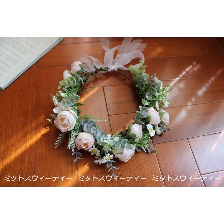 花冠 安い ウェディング 4色 カモミール バラ ヘッドドレス 花かんむり