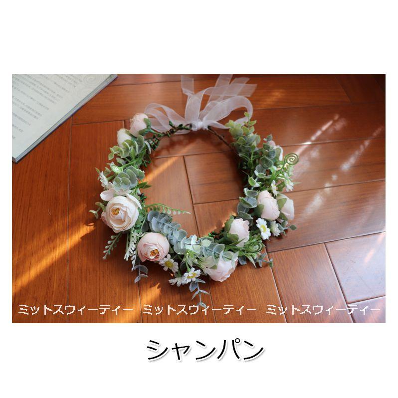 花冠 安い ウェディング 4色 カモミール バラ ヘッドドレス 花かんむり