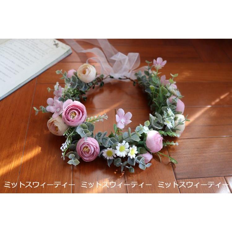 花冠 安い ウェディング 4色 カモミール バラ ヘッドドレス 花かんむり