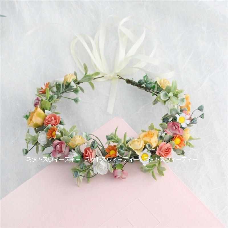 花冠 カラフル 安い ウェディング 可愛い ヘッドドレス 花かんむり