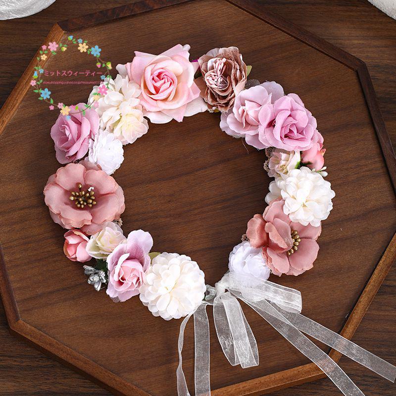 花冠 安い ウェディング ヘッドドレス 花かんむり 造花 髪飾り