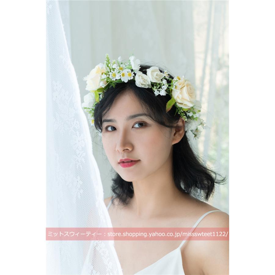 花冠 5色 ウェディング 挙式 卒業式 ヘッドドレス 花かんむり 造花 髪