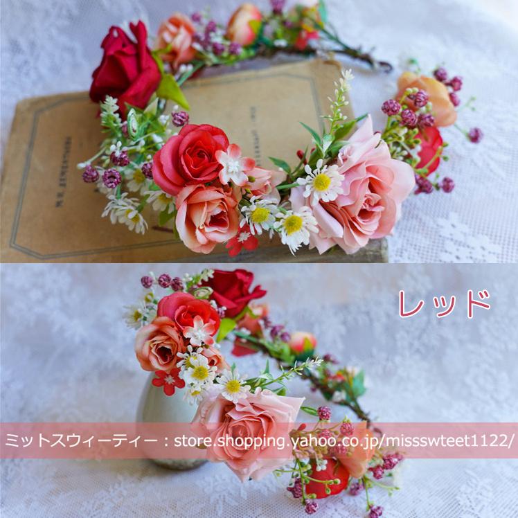 花冠 5色 ウェディング 挙式 卒業式 ヘッドドレス 花かんむり 造花 髪