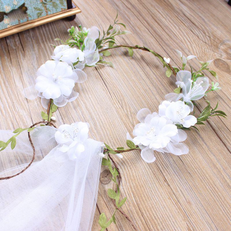 花冠 安い ウェディング ヘッドドレス ベール付き 花かんむり 造花 髪