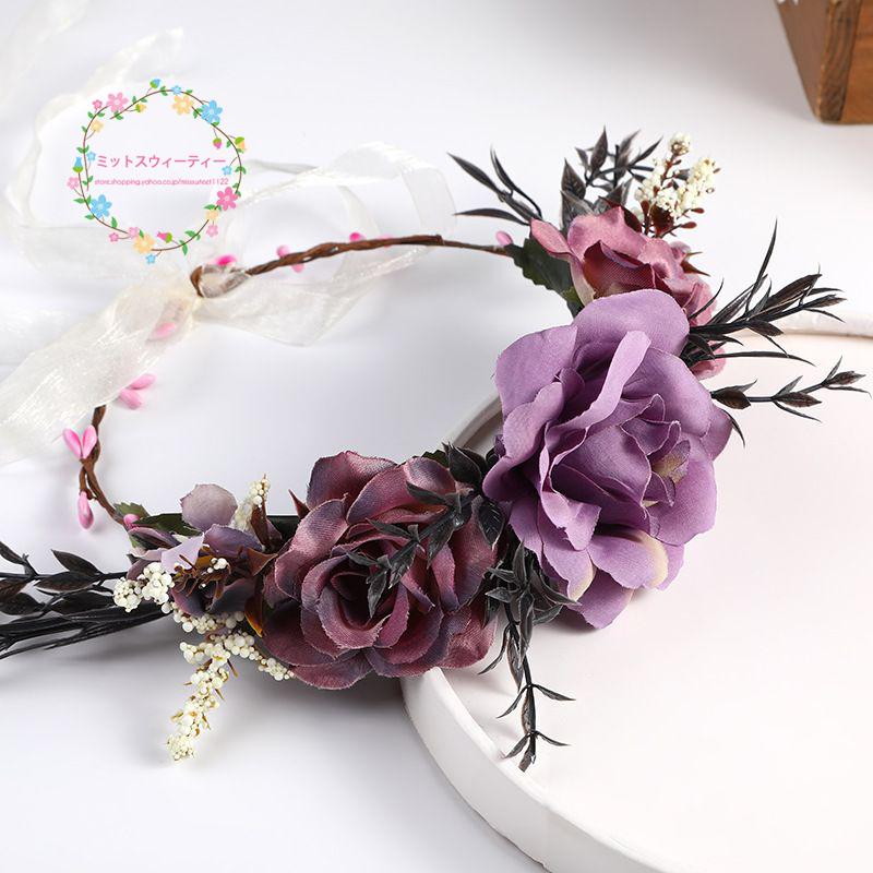 花冠 安い ウエディング 紫 ヘッドドレス 花かんむり 造花 髪飾り 花輪 ブライダル 大人用 リゾート 旅行 花嫁 二次会 結婚式 フェス 森ガール ボヘミア 手作り Hn73 ミットスウィーティー 通販 Yahoo ショッピング