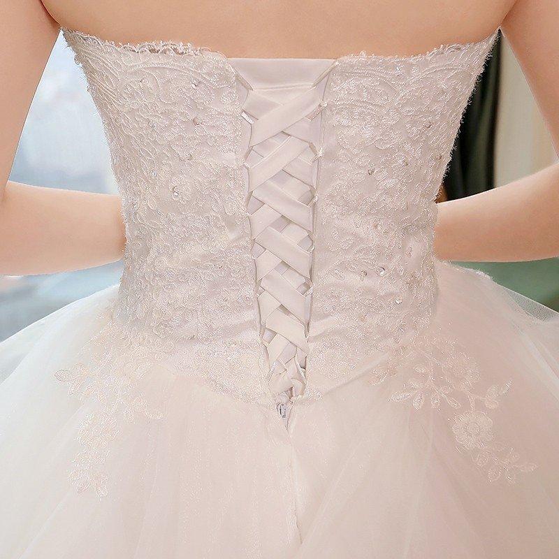 ウェディングドレス サイズ 白 安い 結婚式 花嫁 調節 プリンセス ロングドレス ブライダル 二次会 パーティードレス 披露宴 イブニングドレス_5