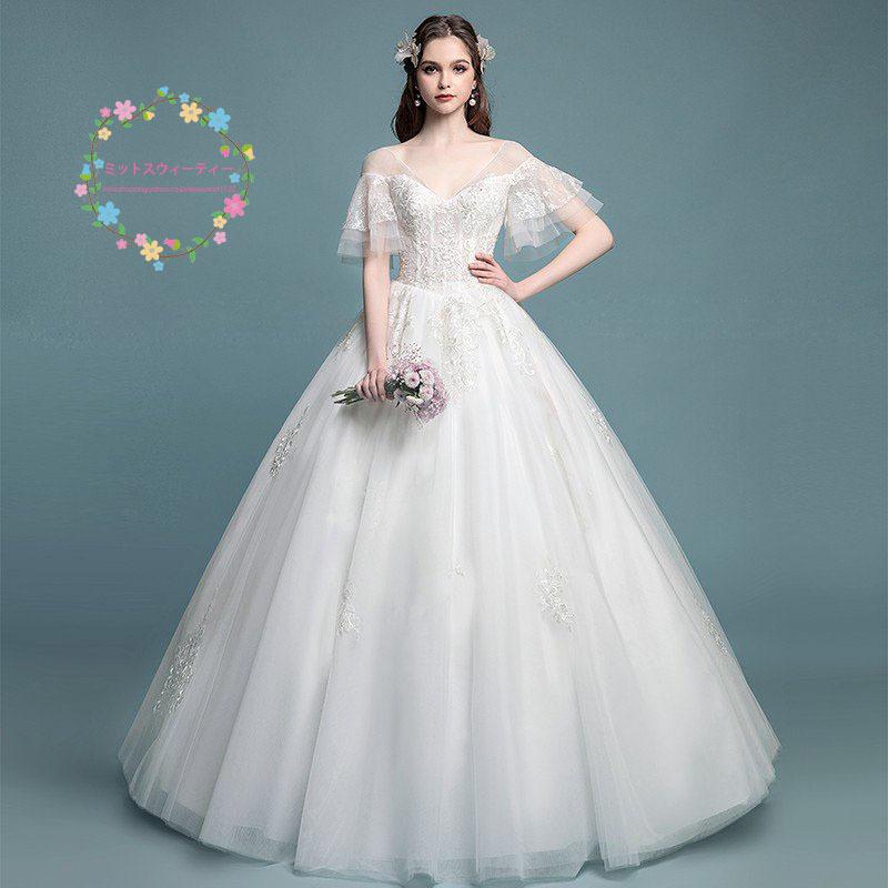 割引50 ウェディングドレス 花嫁 ウエディングドレス 白 半袖 格安 ブライダル Wedding Dress スカート 結婚式 プリンセスラインドレス 二次会 パーティードレス 包装 送料無料 Superavila Com