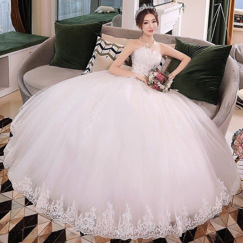ウエディングドレス ウェディングドレス 花嫁 白 格安 スタンドカラー ブライダル wedding dress 結婚式 プリンセスラインドレス 二次会 パーティードレス_3