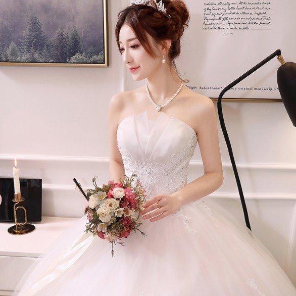 ウエディングドレス ウェディングドレス 花嫁 白 格安 スタンドカラー ブライダル wedding dress 結婚式 プリンセスラインドレス 二次会 パーティードレス_4