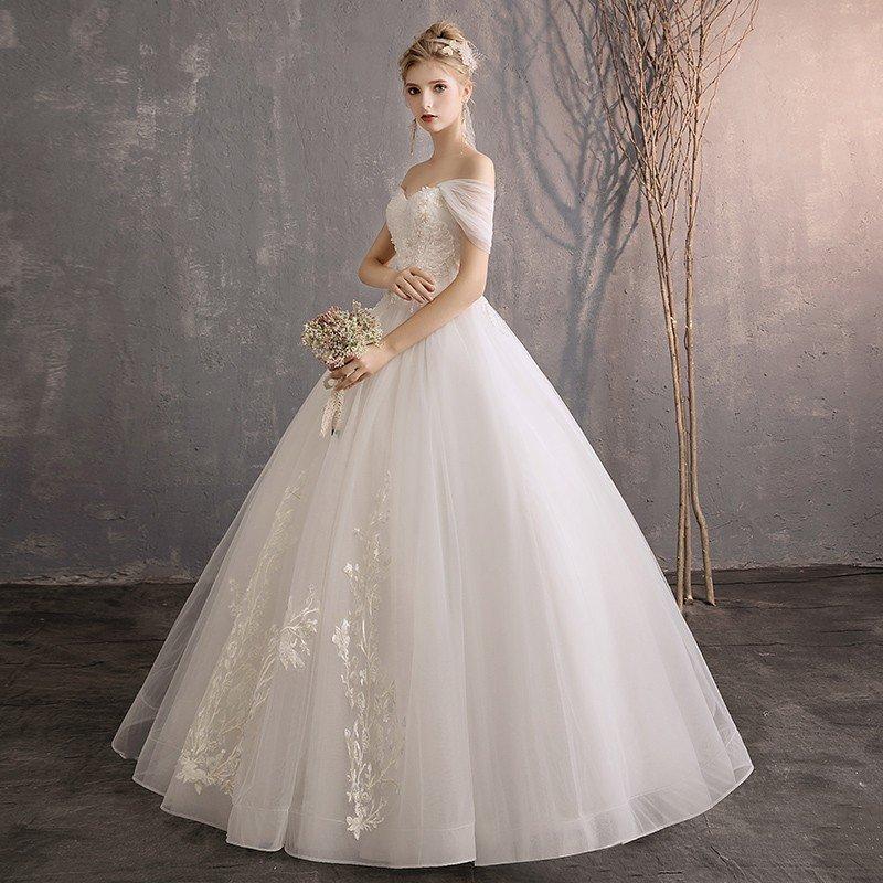 ウェディングドレス 花嫁 ウエディングドレス 白 安い ブライダル wedding dress 格安 大きいサイズ結婚式 プリンセスラインドレス 二次会 パーティード_2