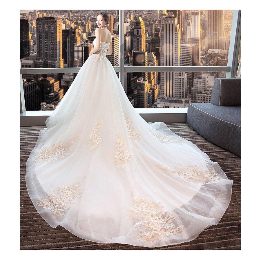 ウェディングドレス ウエディングドレス 白 格安 レース 結婚式 花嫁 ロングドレス ブライダル 二次会 パーティードレス 披露宴 プリンセス 大きいサイズ_3
