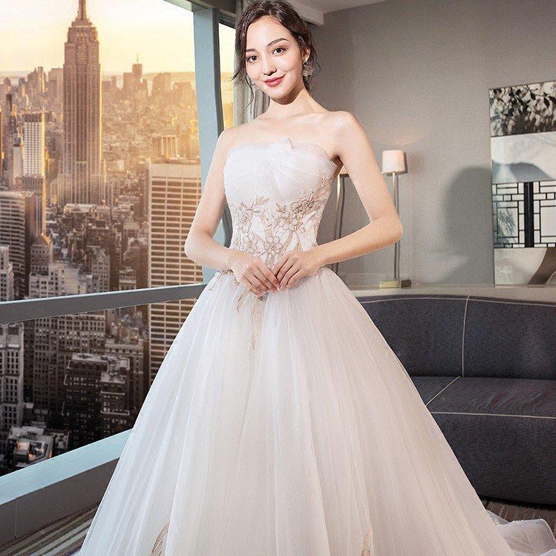 ウェディングドレス ウエディングドレス 白 格安 レース 結婚式 花嫁 ロングドレス ブライダル 二次会 パーティードレス 披露宴 プリンセス 大きいサイズ_4